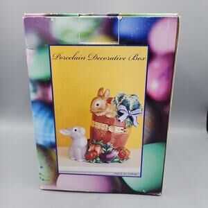 Easter-Spring Bunnies Porcelain Decorative Hinged Keepsake Box